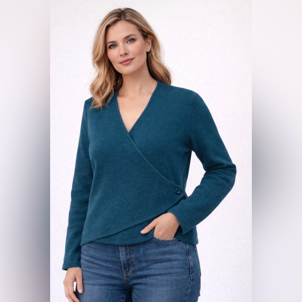Moda International Wool‎ Green Wrap Sweater